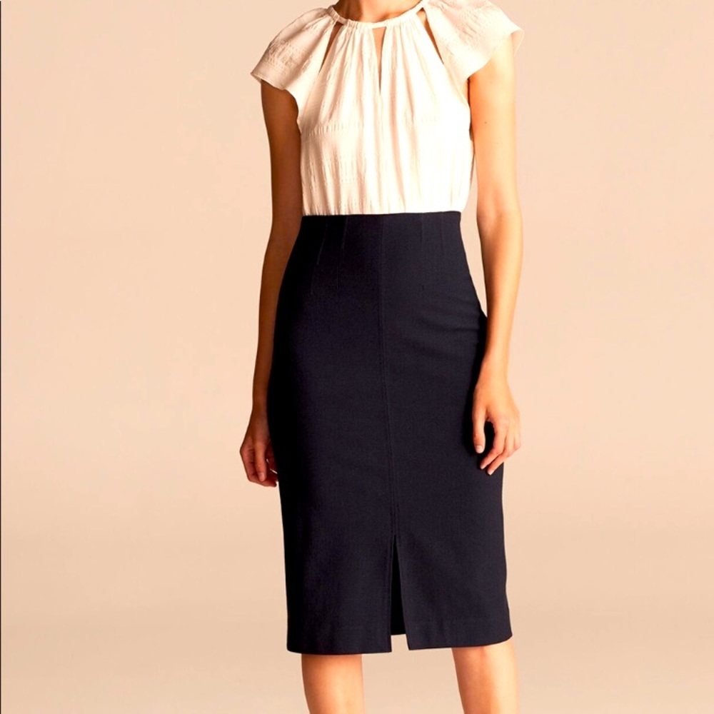 Rebecca Taylor Basketweave Wool Blend Fitted Skirt